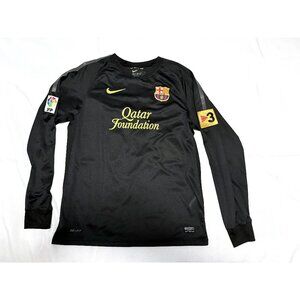 Barcelona 2011/12 Away Black Long Sleeve Soccer Jersey Messi #10 Nike Medium